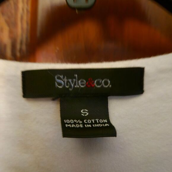 Style & Co White Scoop‑Neck Stretch Women Small Cotton Blend Comfort Tunic Shirt - Picture 4 of 5